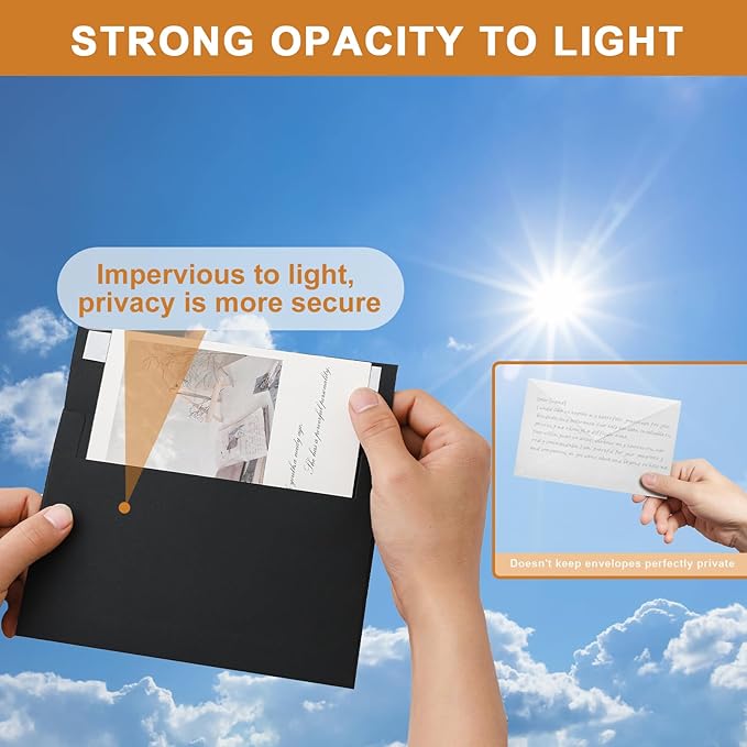 Black Blank Greeting Cards and Envelopes 4 x 6 Heavyweight Flat Cardstock and A4 Envelopes Printable Self Seal 20 Packs for DIY Wedding Invitations, Birthday, Thank You Cards