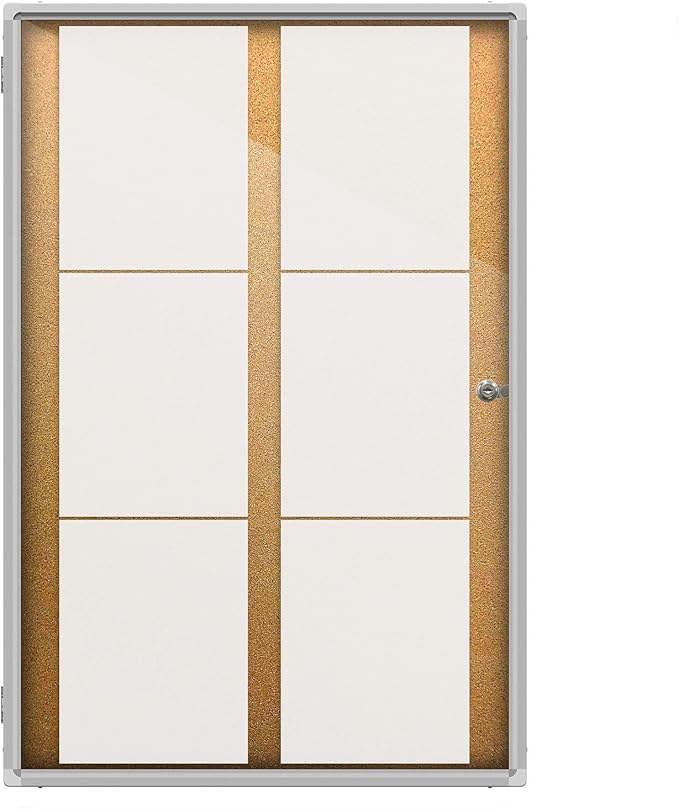 Thornton's Office Supplies Indoor Aluminum Frame Wall Mount Enclosed Cork Bulletin Board with Locking Door Lockable Noticeboard Display Case (24 x 36)