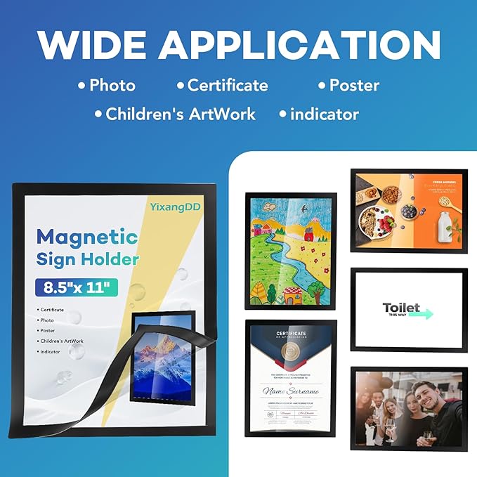 20 Pack Magnetic Sign Holder 8.5 x 11,Self-Adhesive Magnetic Wall Mount Sign Holder, Magnetic Document Holder for Wall Window Office Poster Store