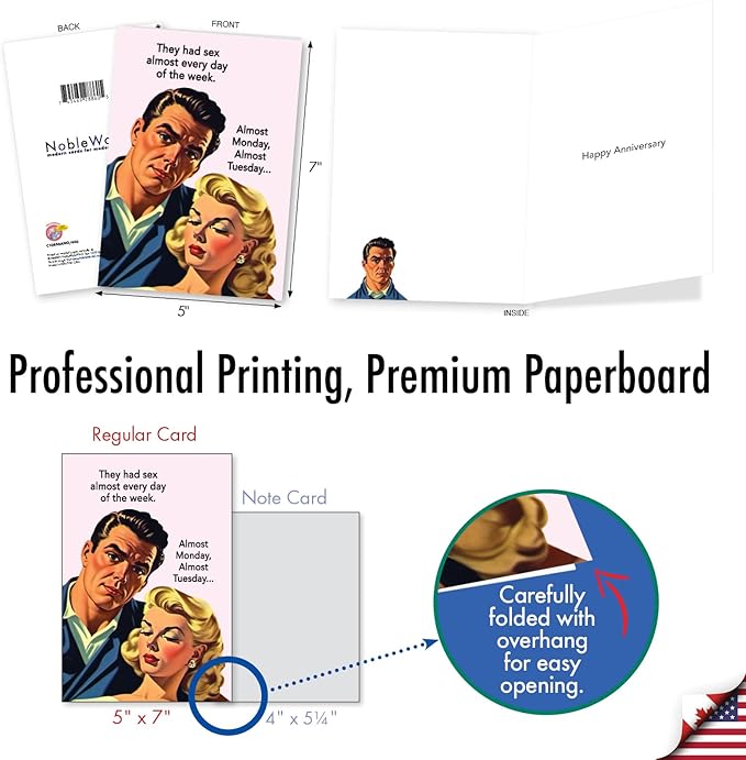 NobleWorks, Funny Anniversary Greeting Card with 5 x 7 Inch Envelope (1 Card) Couple, Husband, Wife, Parents Anniversary Congratulations Almost Every Day C10850ANG