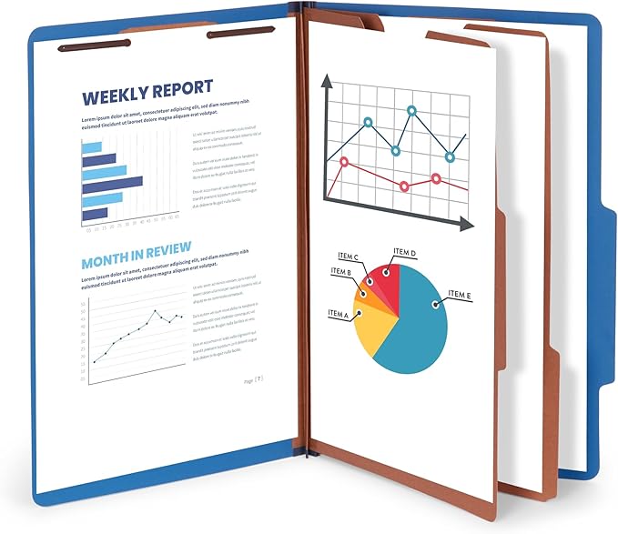 Blue Summit Classification Folders, Legal Size, 2 Dividers, Dark Blue – 10 Pack