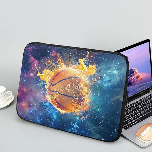 Fire Basketball Laptop Protective Sleeve for Girls Boys 17 inch Computer Sleeve Bag Zippered Pouches Lap Top Case Suitable for Daily Use Travel School Office Multiple & Neatly Organizers
