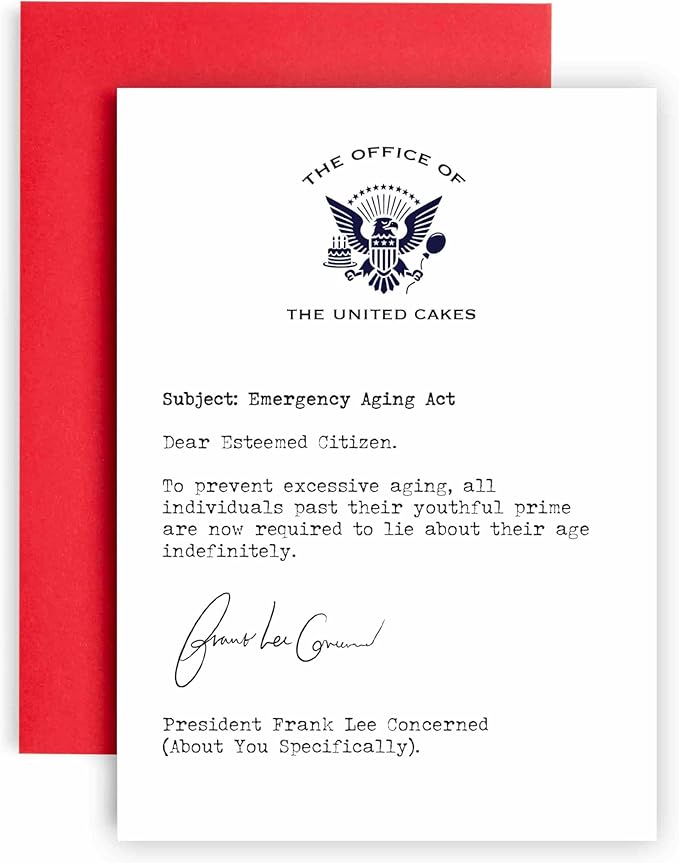 Huxters Funny Birthday Card for her women and Him MenLie About Your Age Letter - Fun Joke Greeting Card for Dad Brother Uncle Mom Sister Auntie - - 17 by 12cm (Emergency Act)