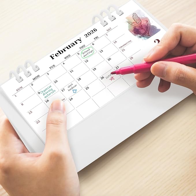 Small Desk Calendar 2024-2025, Aesthetic 2025 Desk Calendar - 6.8" x 3.7" - Runs From November 2024 Until December 2026, 26 Months Mini Desktop Calendar for School, Home and Office Supplies