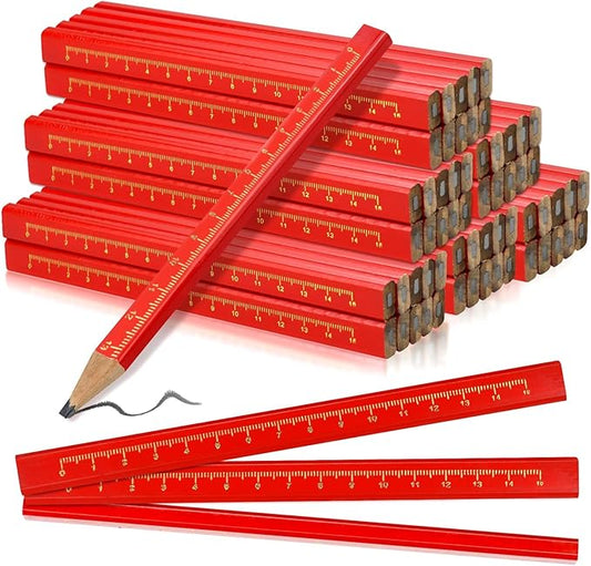 60-Piece Set of Octagonal Hard Black Carpenter Pencils, Ideal for Woodworking Marking and Construction Plan Marking