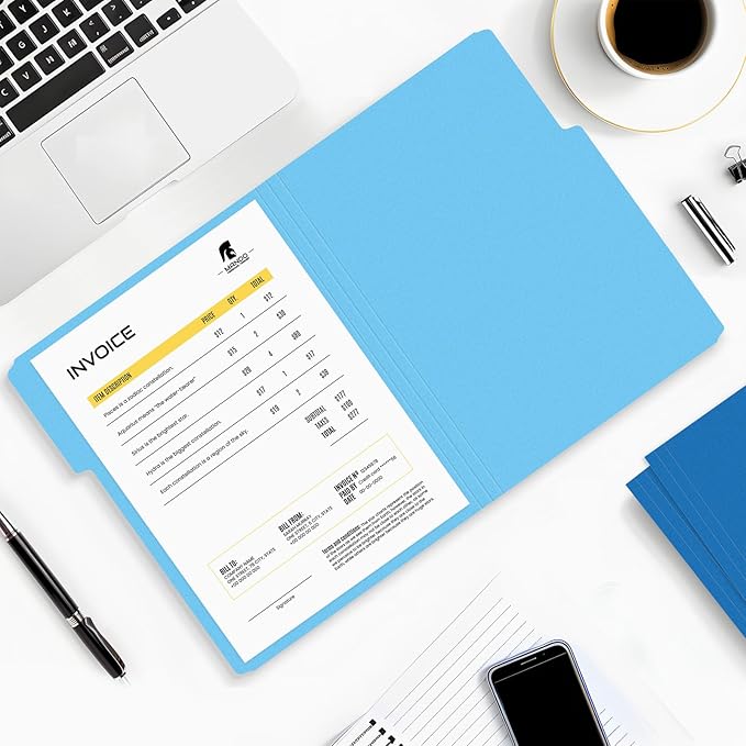 SUNEE File Folders, 30 Pack Manilla Folders 8.5 x 11, Colored File Folders Home Office School Supplies for Documents Files Paper,Blue