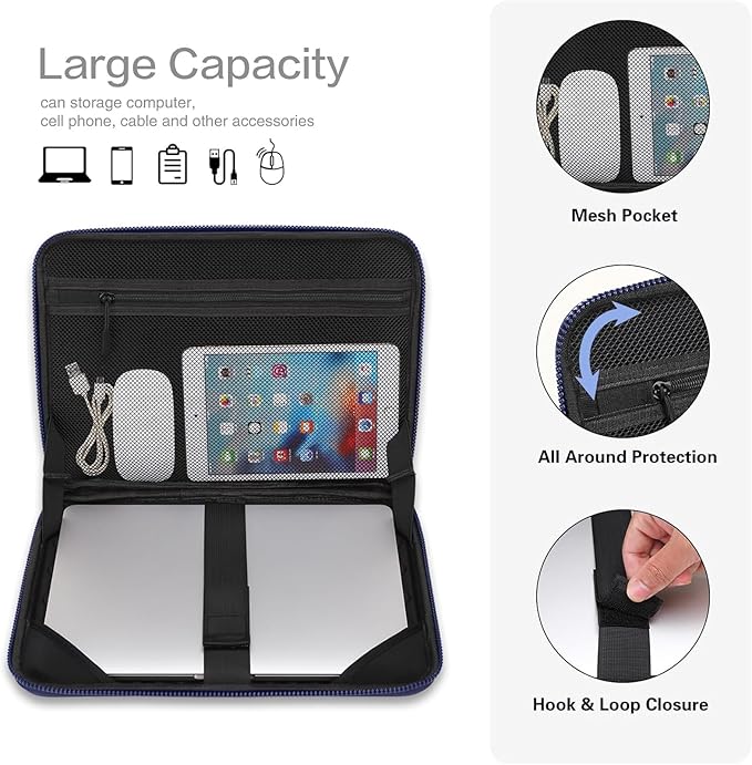 MOSISO 13-13.3 inch Laptop Sleeve with Handle, Waterproof Shockproof Protective Symmetrical Trapezoid EVA Computer Bag Carrying Case Compatible with MacBook Air/Pro 13.3, Dell XPS 13, Navy Blue