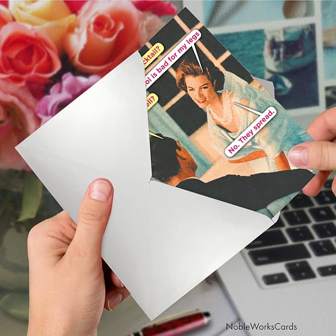 NobleWorks - Funny Birthday Greeting Card with 5 x 7 Inch Envelope (1 Card) Bday Bad for Legs Spread 5678