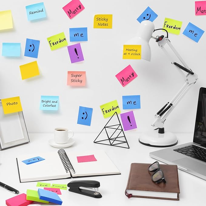 Sticky Notes 1.5x2 in, 24 Pads, Mini Self-Stick Note Pads, 8 Bright Colours, Perfect for Office, Home, School & Desk Accessories, 75 Sheets/Pads