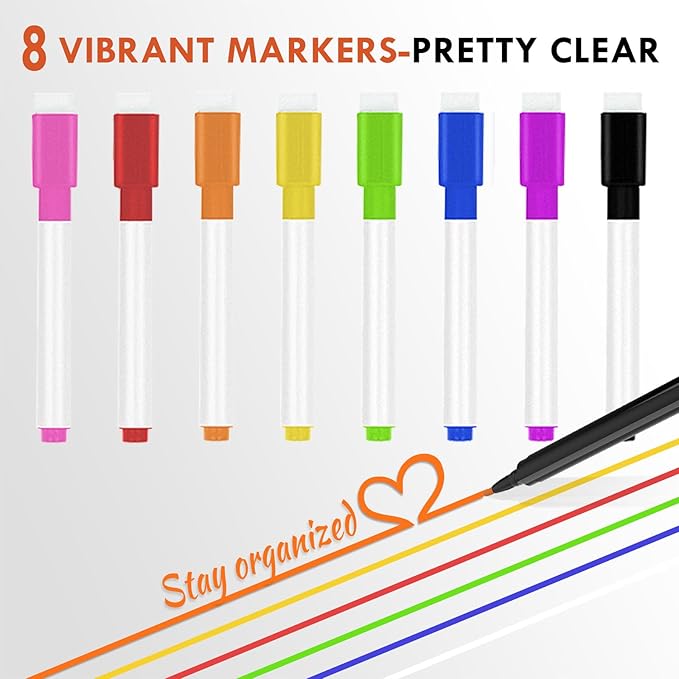 Magnetic Acrylic Calendar for Fridge,2 Pack 9"x13" Clear Fridge Calendar Dry Erase Magnetic Planning Boards Set(Meal Planner+Blank Board)