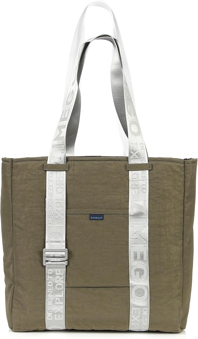 ZIMEGO Unisex Two-Tone Gym Tote Bag - Stylish Everyday Travel Tote with Double Top Handles