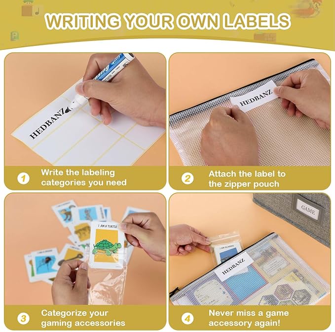 Board Game Storage, Board Game Organizer with 12pcs Zipper Bags and Writable Stickers, Board Game Organizers Storage with Lid for Office Supplies, Puzzles, Video Game, Craft Product,2-Pack