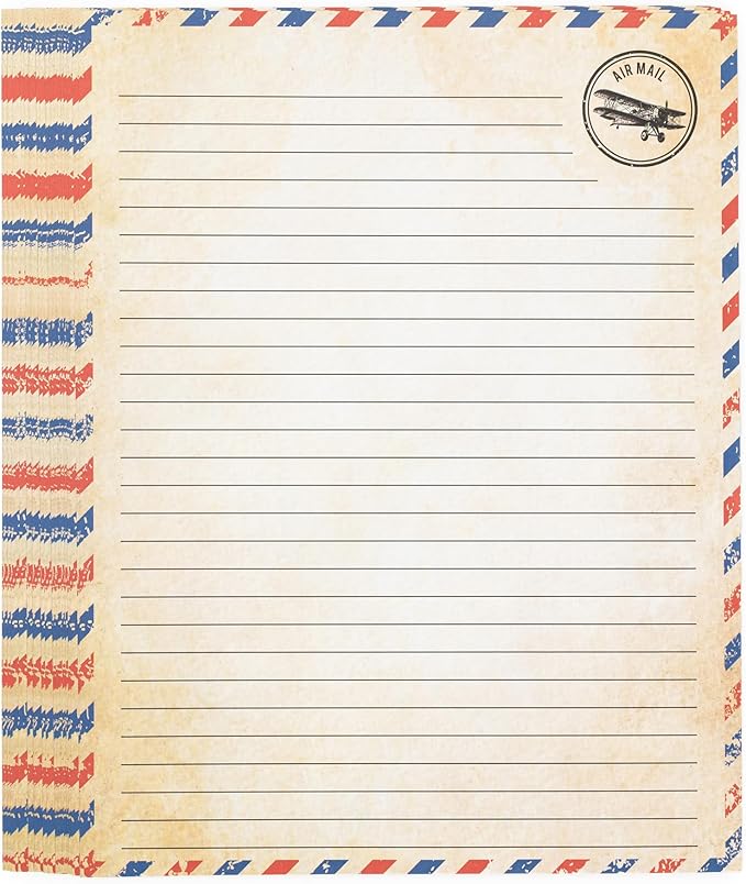 50 Pack Airmail Paper - Airmail Writing Paper - Blue Air mail Paper for Letter Writing, Invitations, Love Letters, Military Correspondence, Christmas letters, Vintage Letters - Size 8.5 x 11 inch
