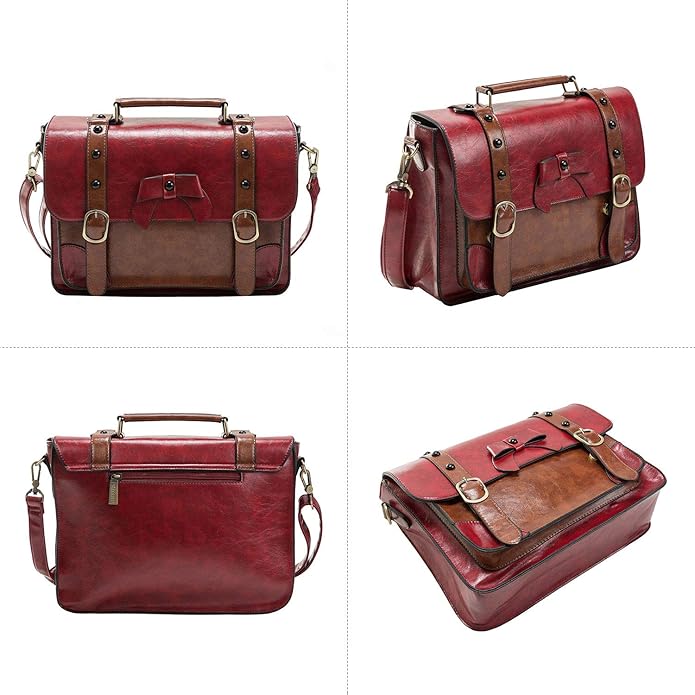 ECOSUSI Vintage Crossbody Messenger Bag Satchel Purse Handbag Briefcase for Women