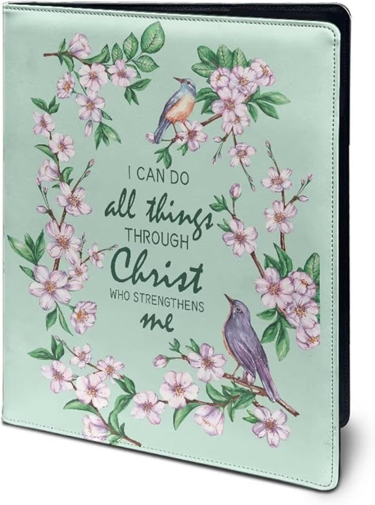 Office Folder Purple Hummingbird Flower Print PU Leather Padfolio with A4 Size Clipboard Clip for Business Resume Interview Document Sleeve Binder Folder