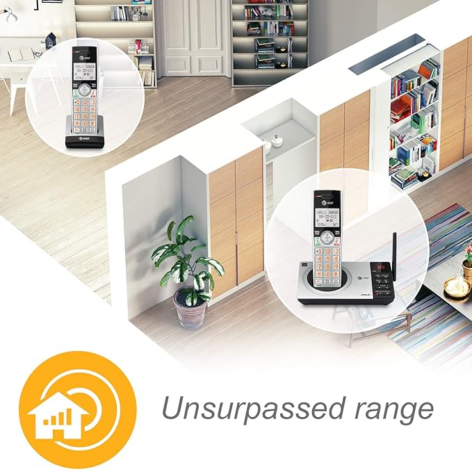 AT&T CL82407 DECT 6.0 4-Handset Cordless Phone for Home with Answering Machine, Call Blocking, Caller ID Announcer, Intercom and Long Range, Silver