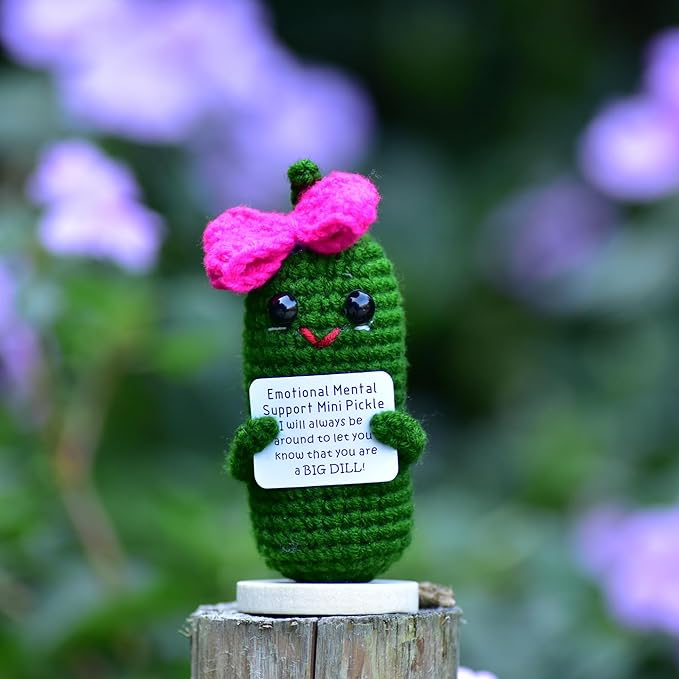 Funny 1 Pcs Crochet Gifts with Positive Affirmations Cards for Inspirational Novelty Good Luck Gifts and Party Decorations (KK-CKD04-RR_Bow)