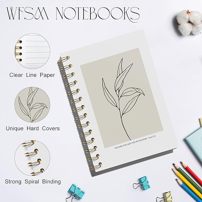 Bible Notebook, Prayer Journal - Christian Gifts Journal, Bible Verse Notebook, Daily Prayer Journal, Bible Notebooks for Note Taking, Christian Notebook for Women, 5.5x8.3 Inches