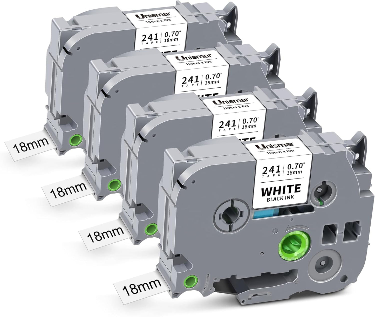 4-Pack TZe-241 TZ Tape 18mm 0.7 Inch Laminated White Compatible for Brother P Touch TZe-241 TZ-241 TZe241 Label Tape Use for Ptouch PT-D400 D410 D600 D610BT Label Maker 3/4 Inch, Black on White