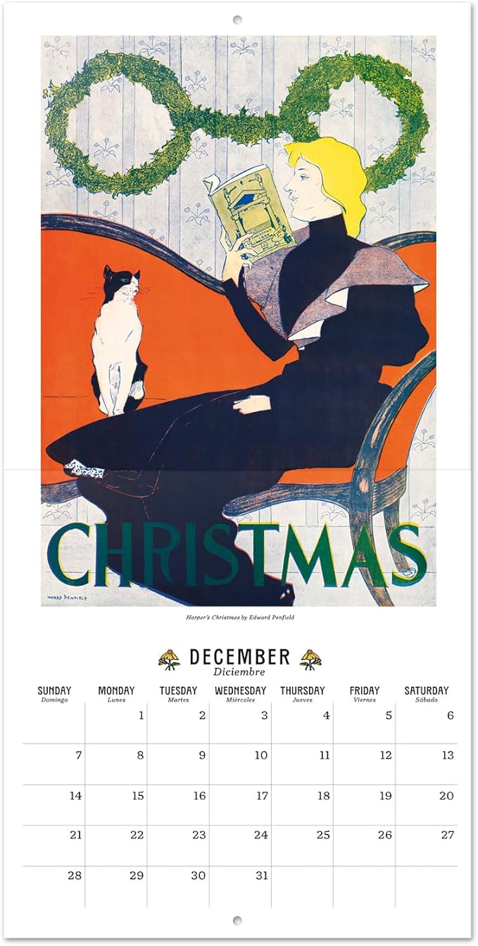 Art Nouveau Wall Calendar 2025 12" x 12" FSC® Plastic Free - Starts Week On Sunday | Square Wall Calendar 2025 | Family Planner Calendar 2025 | Art Calendar 2025 | Vintage Calendar 2025