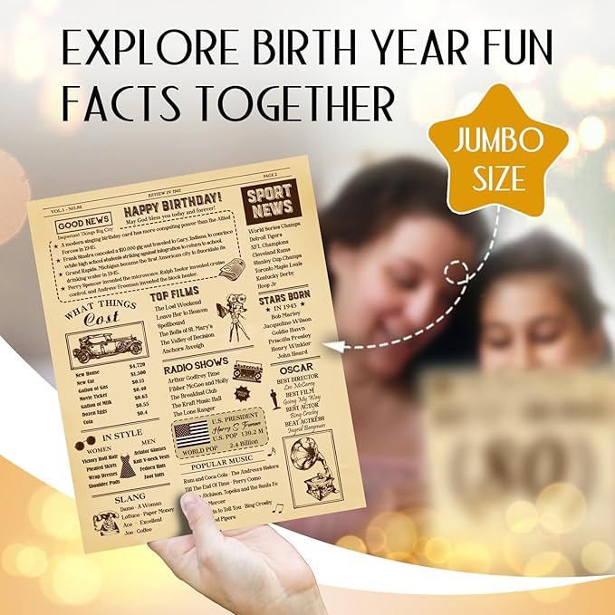 Funny 80th Birthday Card for Women Men, 3D Pop Up 80th Birthday Decorations for Her Him, Happy 80th Birthday Gifts for Grandma Grandpa, Jumbo 80 Year Old Birthday Card, Review of 1945, Classy (8"x10")