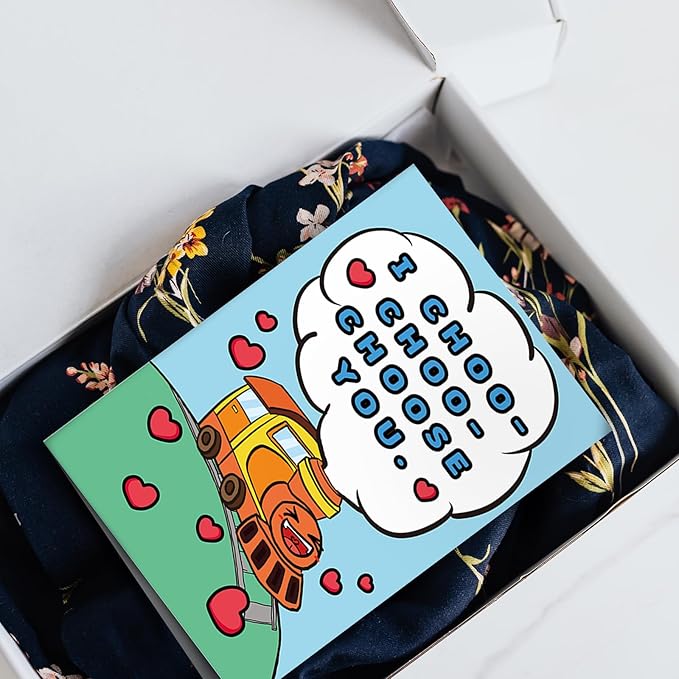 SuperShunhu Cute Train Valentines Day Card for Him Her, Lovely Valentines Card for Kids Child, Funny Anniversary Card for Boyfriend Girlfriend, I Choo Choo Choose You Card