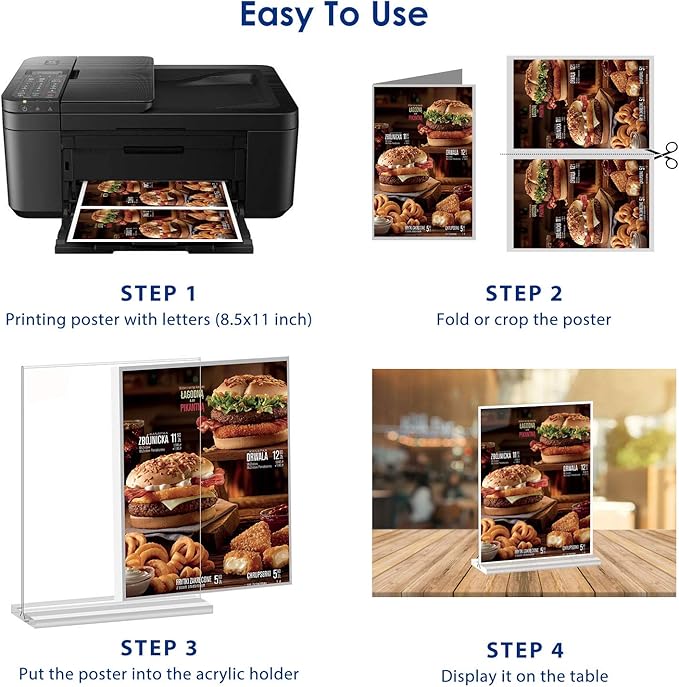 newnewshow Acrylic Sign Holder 5.5x8.5 Inch 3 Pack Vertical T Shape Double-Sided Desktop Display Holder. (Optional 8.5x11 8.5x5.5 5x7 Horizontal and Vertical)