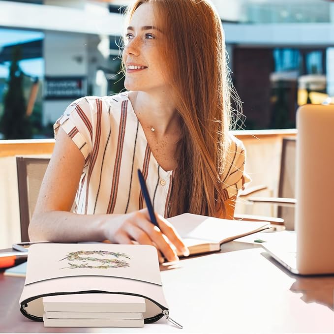 Monogrammed Book Sleeve Floral S Initial Book Pouch Book Accessories Book Lovers Gifts Waterproof Book Cover Book Protector Bookish Gifts Personalized Gifts for Women Girls Readers Bride Sisters