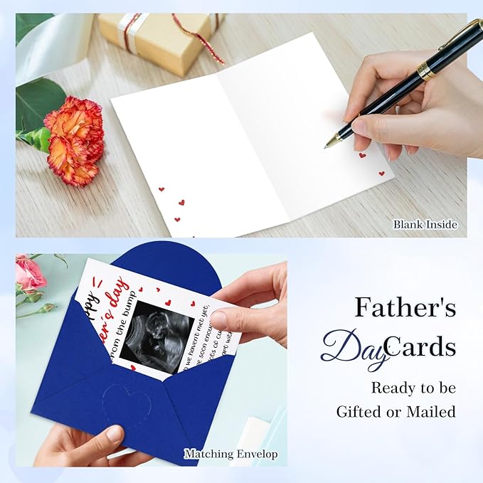 FaCraft Happy First Fathers Day Card for New Dad Dad to Be Expecting Fathers, Photo Insert, 4 x 6 Happy 1st Fathers Day Gift Card with Envelope from Wife Daughter Son Baby Boy Girl