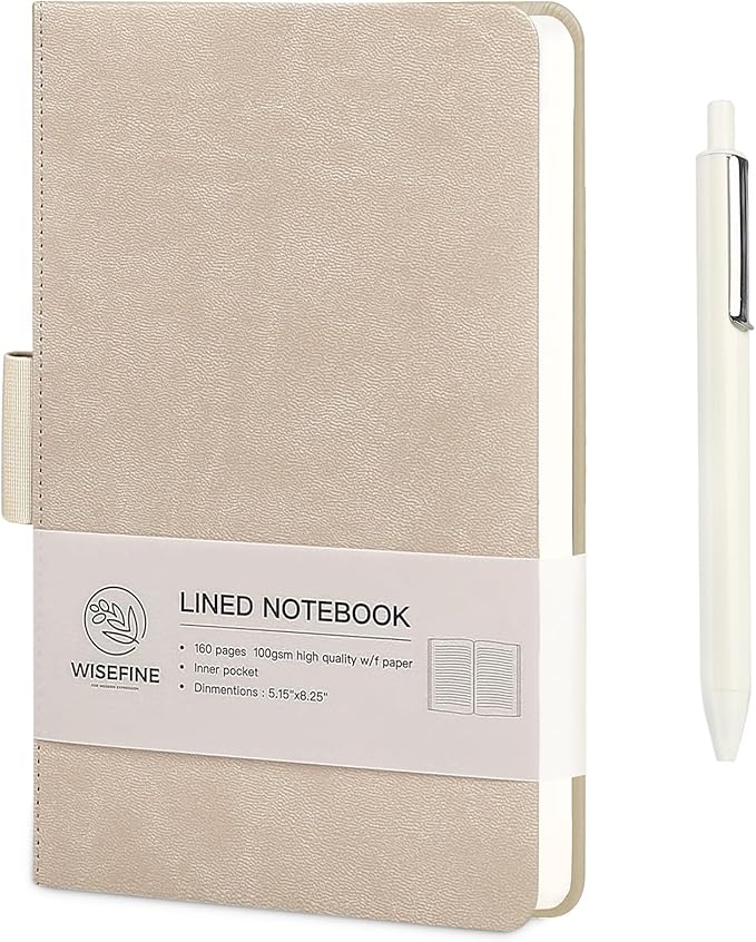 Hardcover Executive Notebooks, 160 Pages Line Ruled Classic Notebook Journal, Leather Notebooks with Pen for Bussiness College Writing Grey