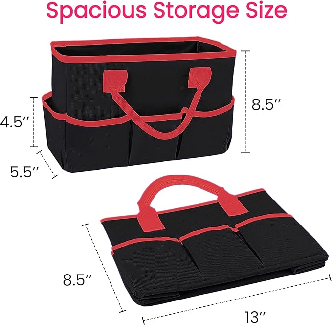 Godery Desktop File Folder Tote and Stock Organize, Fundamentals Art Organizer Storage Craft Tote Bag for Office Desk Organize, Make-up Storage Tote with Handles for Travel or Daily Use, Black