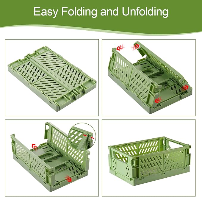 6-Pack Small Pastel Plastic Storage Baskets, Collapsible Crates for Organizing, Space-Saving Mini Bins for Classroom, Kitchen, Office, Bedroom (5.8" x 3.8" x 2.2")