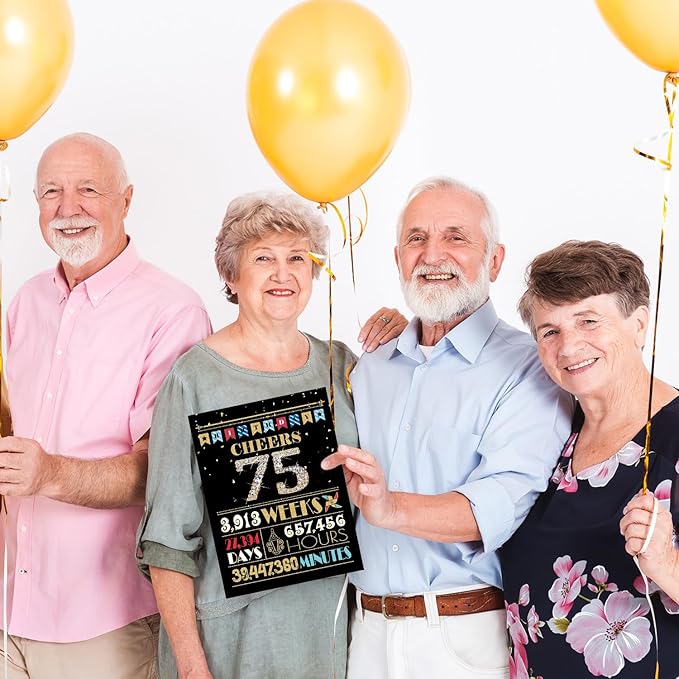 75th Birthday Card, 75th Birthday Decorations Women Men, 75th Birthday Gifts for Dad Mom, Back in 1950 Birthday Card, Black Gold