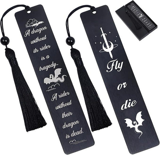 Metal Dragon Bookmark Gift - 2Pcs Metal Bookmark for Book Lovers Cool Dragon Bookmarks for Kid Unique Drangon Book Marks for Men Women Funny Dragon Book Mark with Tassels Gifts for Book Nerd