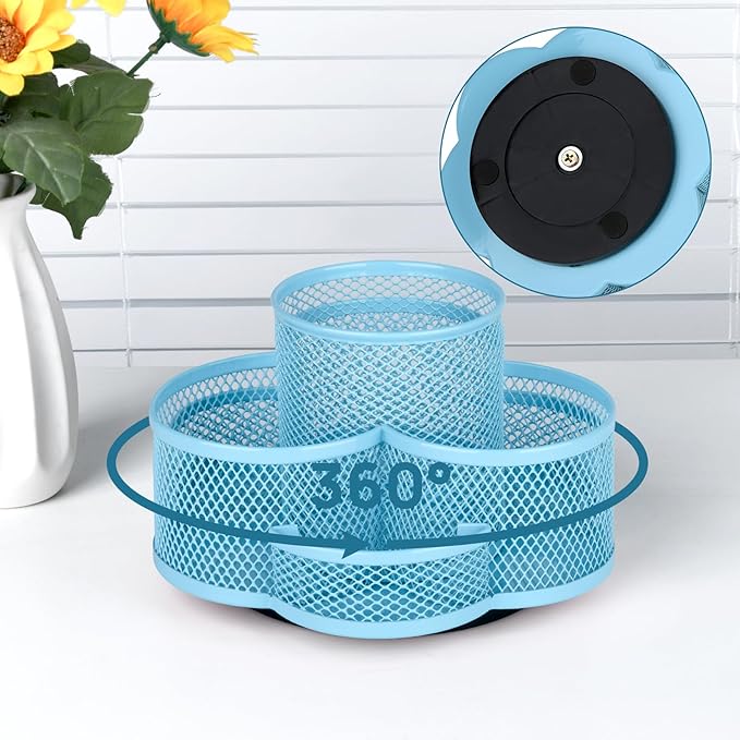 Pen Holder for Desk, Rotating Pencil Holder, Cup Holder for Desk Office Pen Organizer in Blue