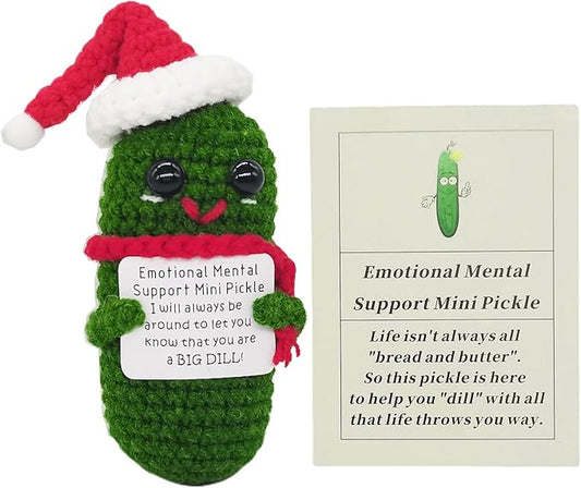 Funn Crochet Pickles 1 Pcs with Affirmations Cards for Inspirational Novelty Good Luck Gifts and Party Decorations (KK-CKD04-PICKLE-UN)