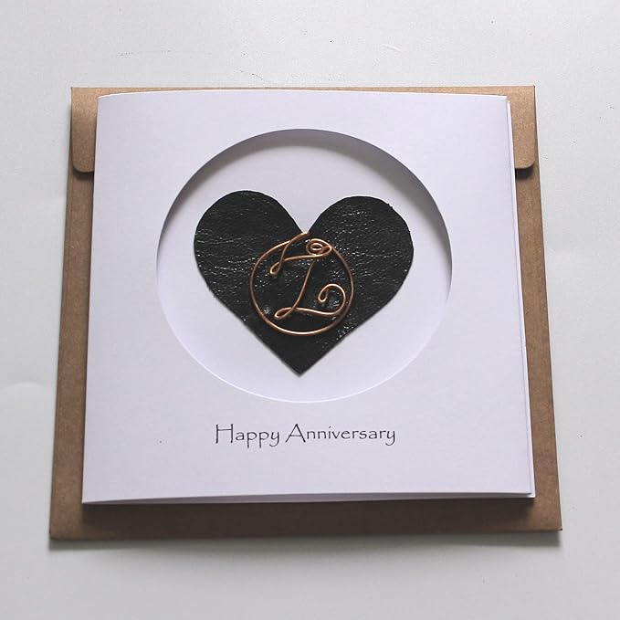 Personalized Initial Copper Card, Copper Initial, Anniversary Card for Her, Couple, Gift for Her (Z)