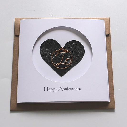 Personalized Initial Copper Card, Copper Initial, Anniversary Card for Her, Couple, Gift for Her (Z)