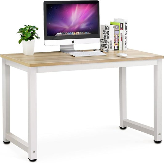 Tribesigns Computer Desk, 47 inch Modern Simple Office Desk Computer Table Study Writing Desk for Home Office, Light Walnut
