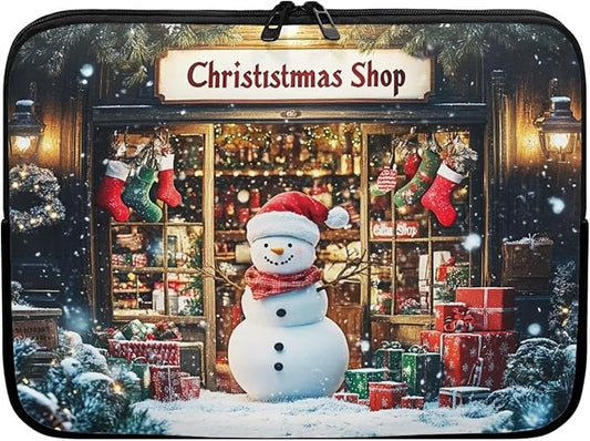 Christmas Snowman Laptop Sleeve Case for Women Laptop Protector Lightweight Computer Sleeve 15 inch Suitable for Girls Boys Tablet Bag Laptop Accessories