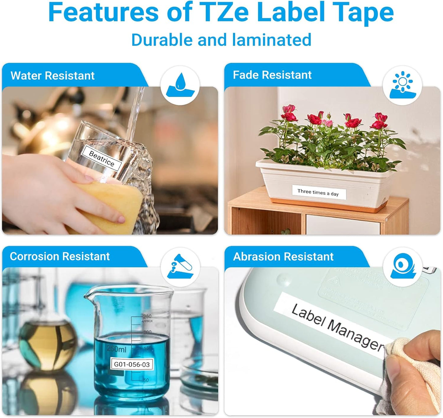 6-PK Replacement for Brother TZe-231 P Touch Label Tape 12mm 0.47 Laminated Black on White, Label Maker Tape TZ-231 for Brother Ptouch Label Maker PT-D220 D210 H110 D400 D600 1880 1900