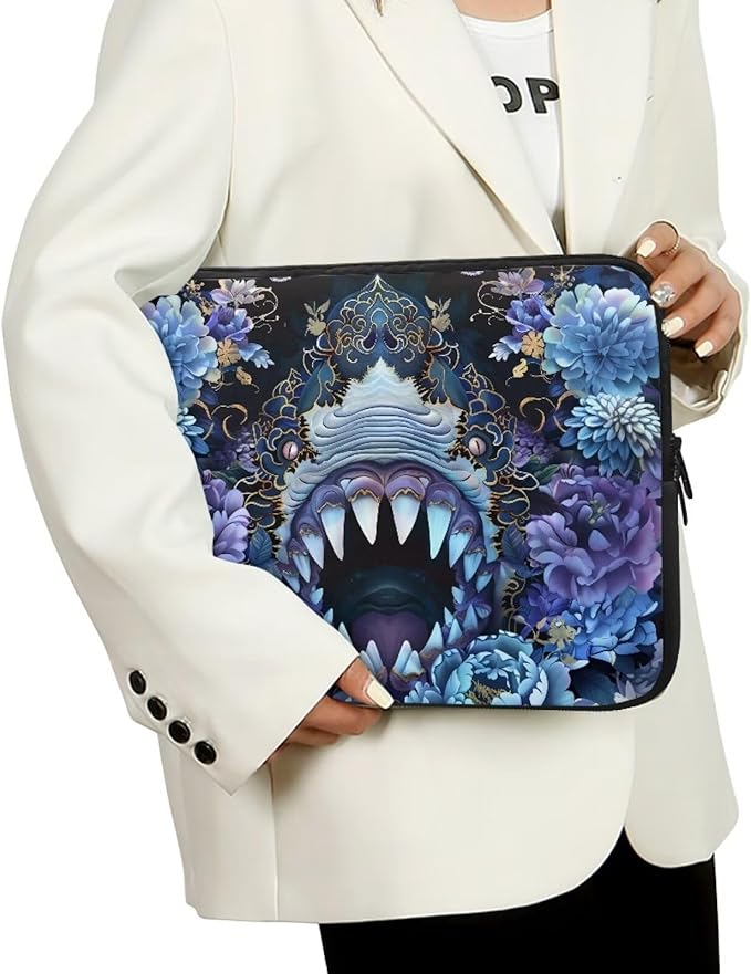 SharkPeony Printed Computer Bags for Laptops for Women Men, Shockproof 13 Inch Laptop Case Bag Washable Messenger Bag with Zipper, Laptop Case Computer Carrying Cover Easy to Carry