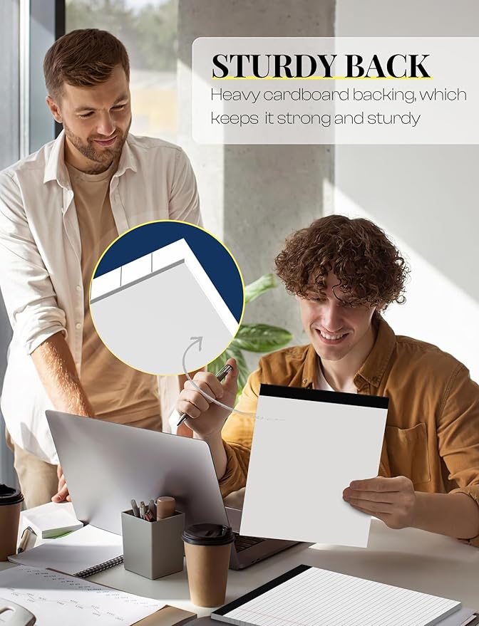 Note Pads 8.5 x 11 Inch, 10 Pack, Legal Pads 8.5 x 11, 30 Sheets Each, Wide/Legal Ruled, White Lined Legal Pads, Micro Perforated, Premium Thick Paper, Paper Pads Lined Writing Pads for School Office