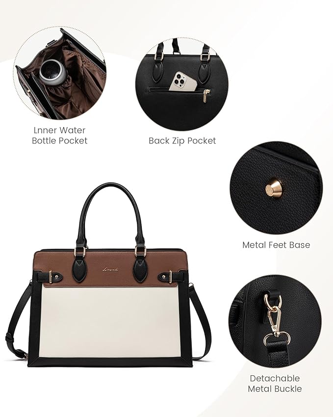 LOVEVOOK Laptop Bag for Women 15.6 Inch Work Tote, Business Computer Briefcase, Waterproof PU Leather Tote Bag for Teacher, Office Shoulder Tote Purse
