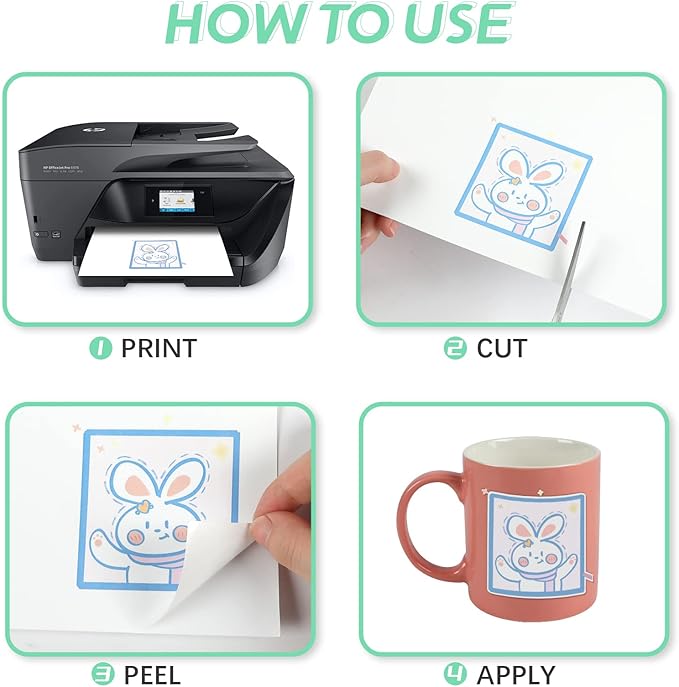 HTVRONT Printable Vinyl Sticker Paper - 8.5"x11" Matte Printable Vinyl for Inkjet Printer - 100 g Dries Quickly and Holds Ink Beautifully 25Pcs