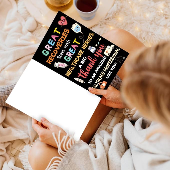 Thank You Card Gift for Nurses and Doctors – 8"x5.3" Healthcare Workers Appreciation Card with Envelope – Perfect for EMTs, Medical Staff, and Essential Healthcare Workers
