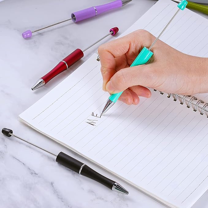 jiebor 20Pcs Beadable Pens Plastic Bead Ballpoint Pens Bulk with 50Pcs Black Ink Cute Cool Diy Pens for Journaling Women Students Teacher Graduation Christmas Gift Office School Supplies