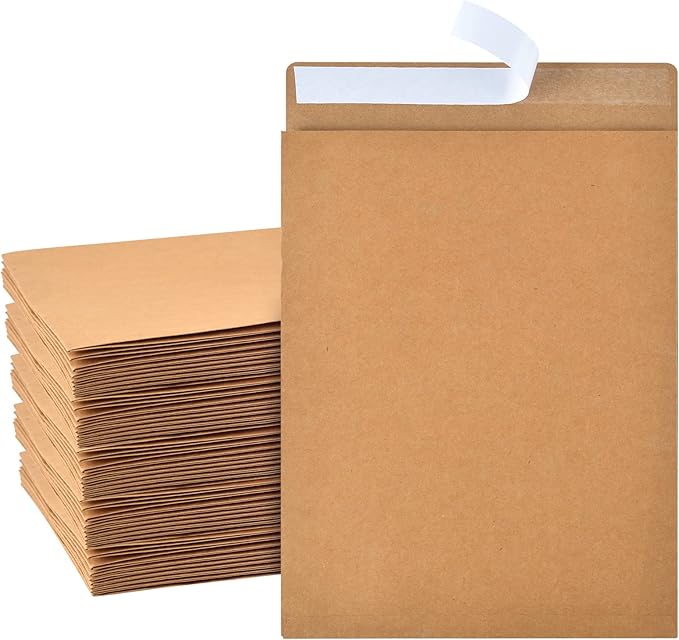 50 Pieces Expandable Envelopes 10x13x2 Large Kraft Envelopes 10x13 Catalog Envelopes Peel and Seal for Home Office Business Storage and Organizing (50)