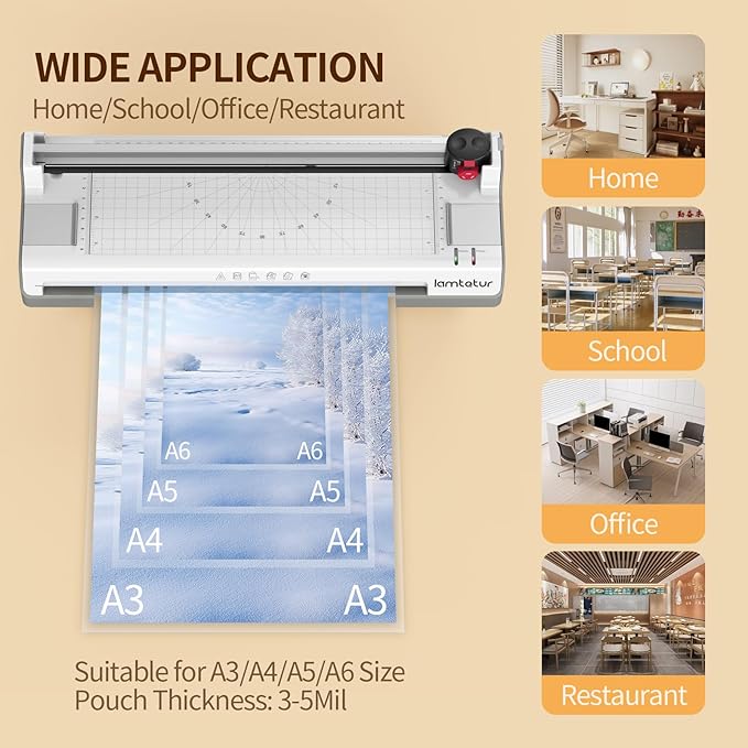 Thermal Laminator Machine 11X17 with 20pcs Letter Size Laminating Sheets,13inch Laminater for A3/A4/A6, Hot&Cold Lamination Machine for Office Home School Teacher Use,Paper Cutter, Corner Rounder