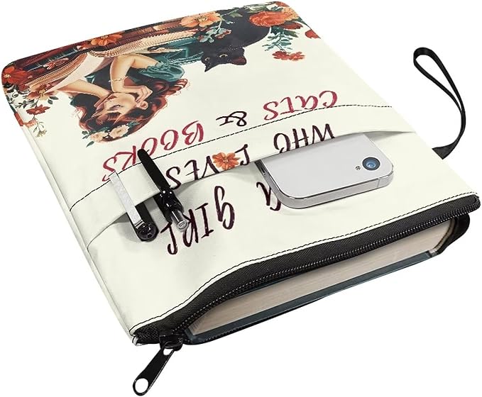 COEQINE Girls Book Covers For Hardcover Bible Soft Cover Book Sleeves Cover With Pen Holder Portable Book Sleeves Pouch Case With Chain for Travel